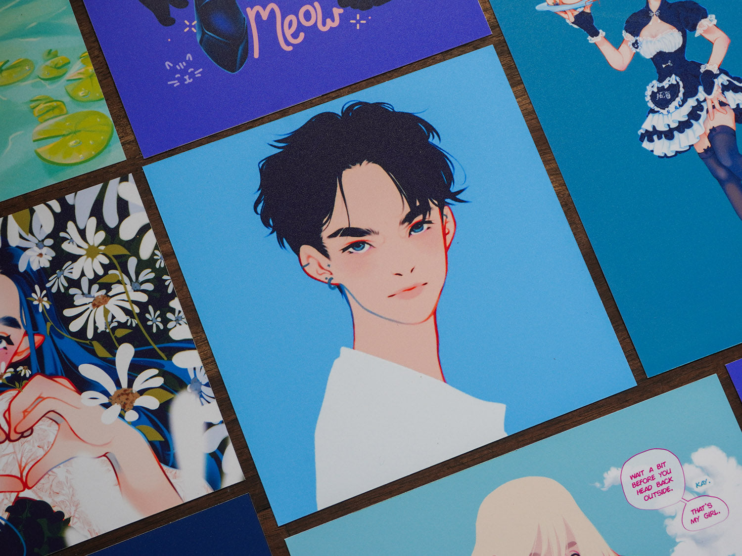 Feeling Blue: Anime Boy Square Print