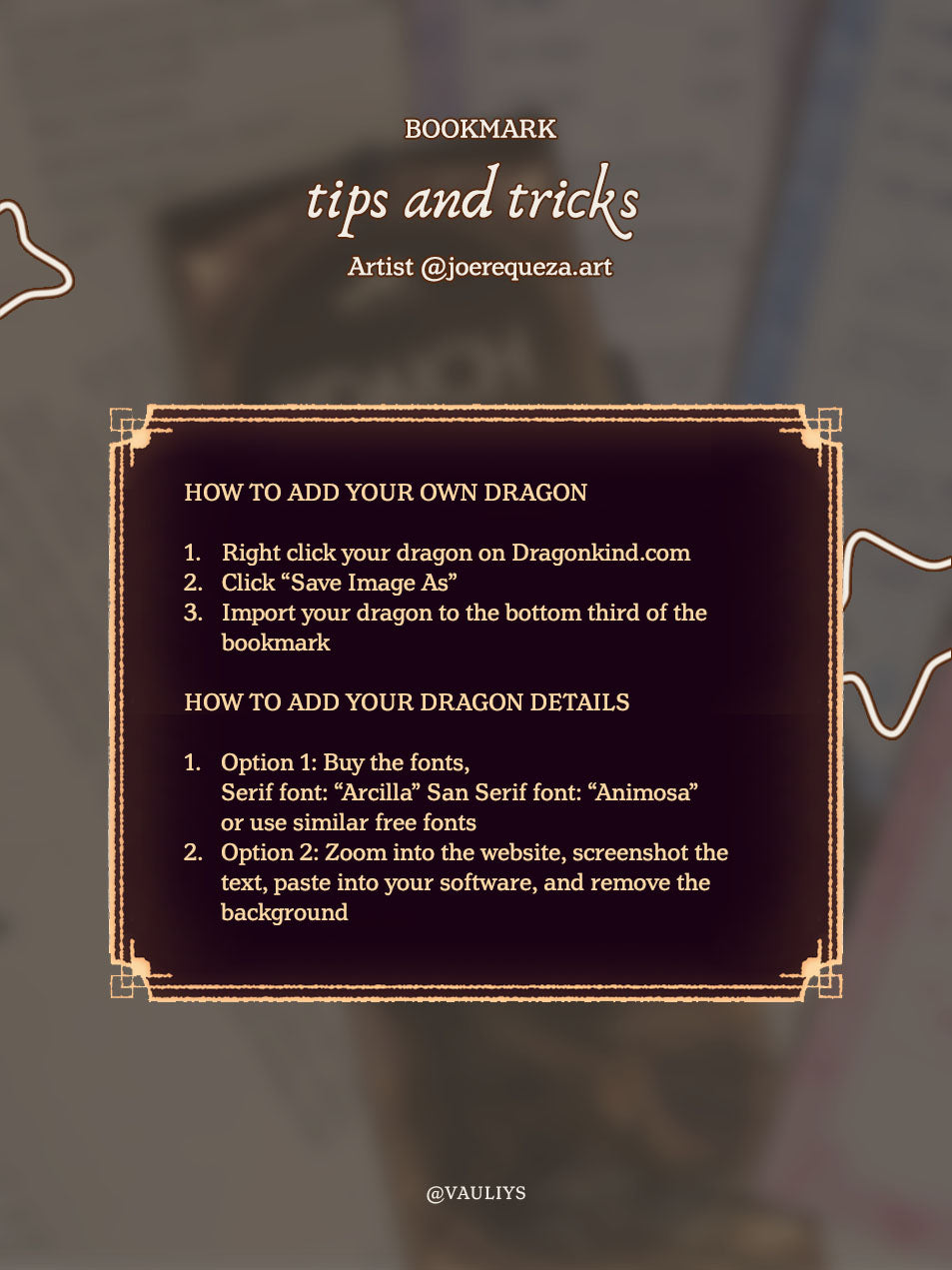 Digital Printout: Threshing Day Bonded Dragon Bookmark Template